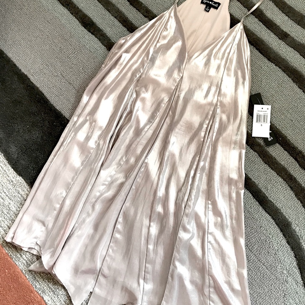 Sequin Heart Metallic Slip Dress